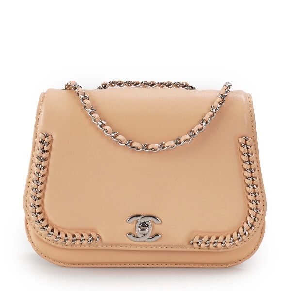 Chanel - Nude Leather Chain Crossbody Bag 